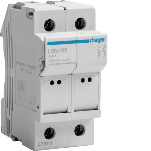 Putkisulakealusta Hager LSN402 2N 25A 8X31 2M