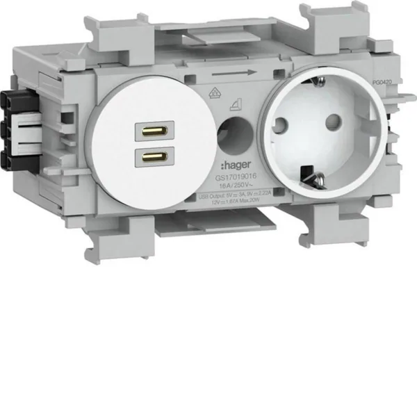 Kanavapistorasia Hager Ecoline GS1701 PR + USB C-C HF VAL