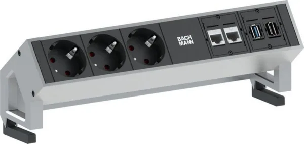 Pistorasiapaneelit DESK 2 Bachmann 3xSCH 2xMODULIP. GST18 INOX L