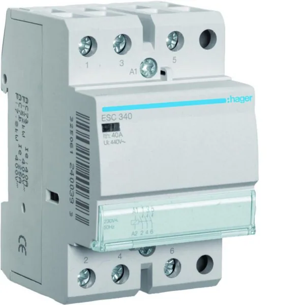 Kontaktori Hager ESC340 3s 40A k.230VAC