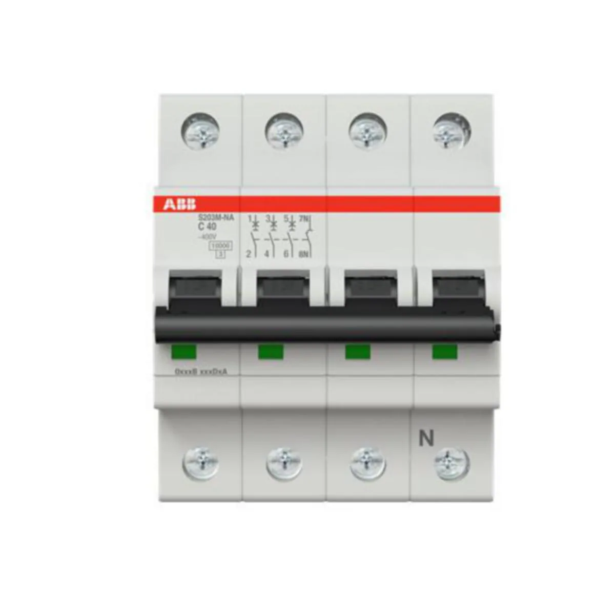 Johdonsuojakatkaisija ABB S200 C-käyrä 4-nap 3L+N S203M-C40NA C40A