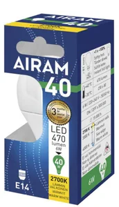Pienkupulamppu Airam Led OP45 pahvipakkaus - PIENKUPULAMPPU AIRAM LED P45 827 470lm E14 OP