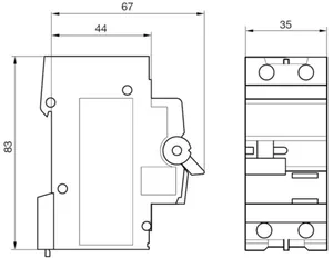 Valokaarivikasuoja Utu - VALOKAARISUOJALAITE HAGER ARC506D 1L+N B-6A 10KA 2M