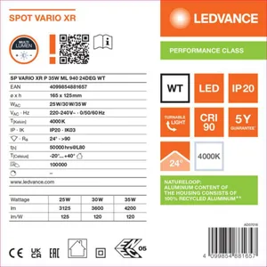 Alasvalo Ledvance Spot Vario - ALASVALO LEDVANCE SP VARIO XR 35W 940 24D ML