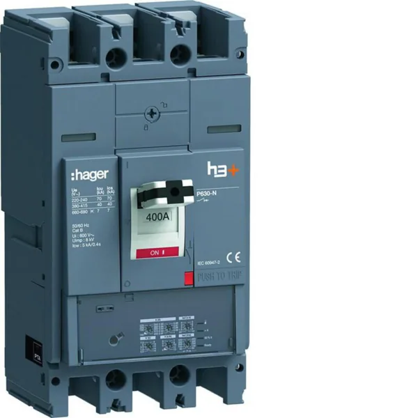 Kompaktikatkaisija Hager h3+ LSI P630 3N 400A 40KA
