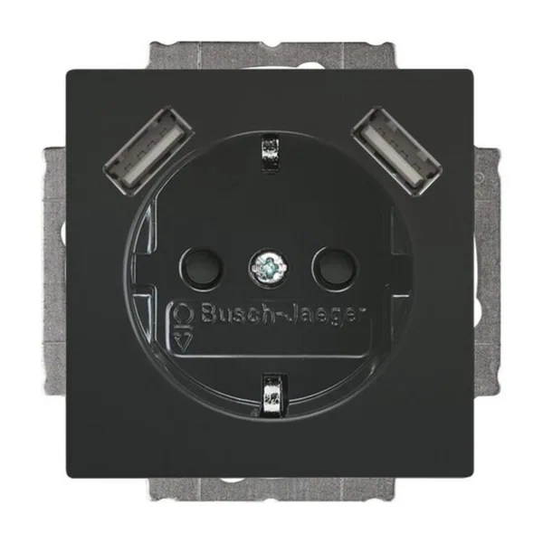Pistorasia ABB Impressivo 1-os. maadoitettu + USB 1S/16A/IP21 UKJ 0X 2USB ANT