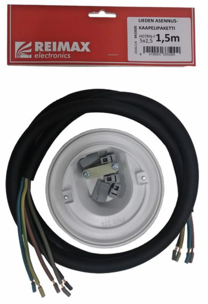Lieden asennuskaapelipaketti Reimax Electronics - ASENNUSPAKK LIESI REIMAX H05RN-F 5G2,5S 1,5m+KANSI+LIIT