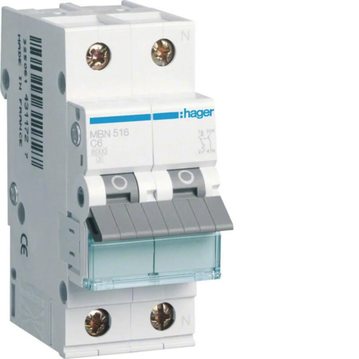 Johdonsuojakatkaisija Hager MBN B-käyrä 1L+N MBN516 1+N 16A 6kA