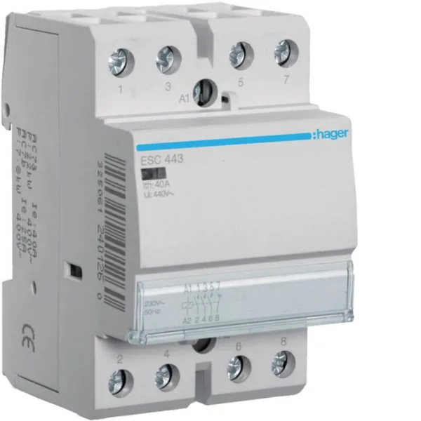 Kontaktori Hager ESC443 3s+1a 40A k.230VAC