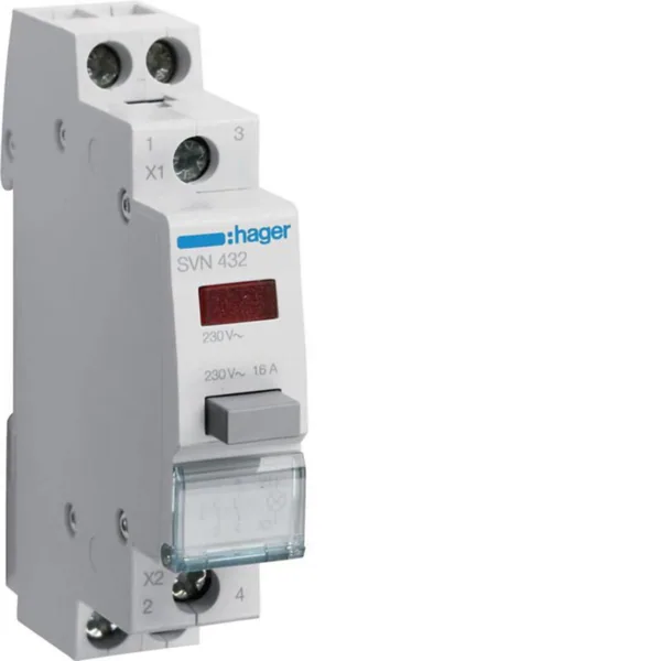 Painike Hager merkkivalolla SVN432 2S+PUN MV 230VAC