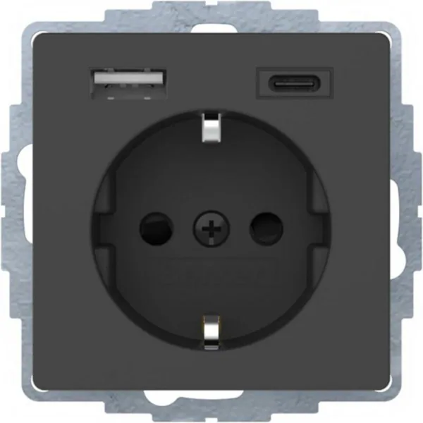Pistorasia Hager Schuko/USB 1S/16A/IP20 USB A+C UKJ ANT