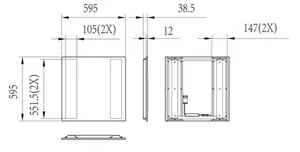 Uppoasennusvalaisin Philips CoreLine recessed - UPPOASENNUSVALAISIN CORELINE 3600/4500/6000LM 840 60X60 OC