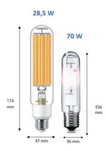 Ympärisäteilevä lamppu Philips MAS LED SON-T - YMPÄRISÄTEILEVÄ LAMPPU MAS LED E27 740 6000LM 70=29W 230V UE