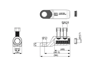 Ruuvikaapelikenkä Ensto Sähköverkot - RUUVIKAAPELIKENKÄ ENSTO AL/CU 25-150 MM², Ø17