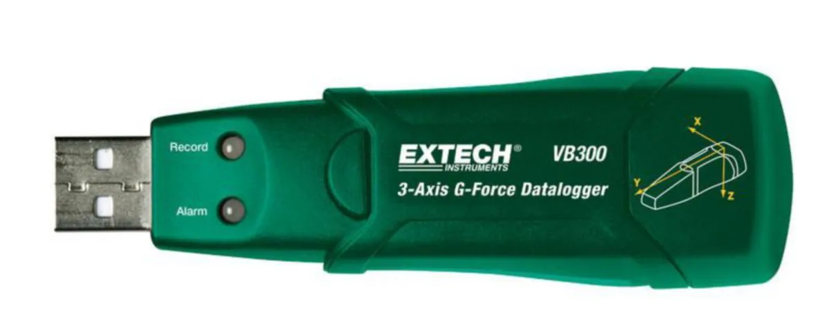 G-voimaloggeri VB300 Extech - G-VOIMALOGGERI EXTECH USB ISKU TÄRINÄ KIIHTYVYYS
