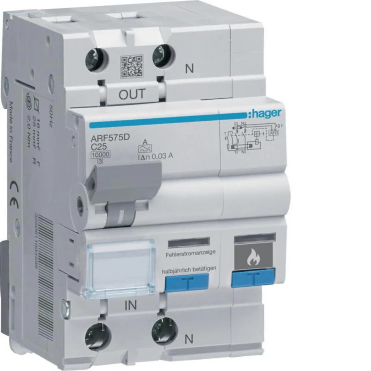 Valokaarivikasuoja Utu ARF575D 1L+N C-25A/30MA 10KA Q