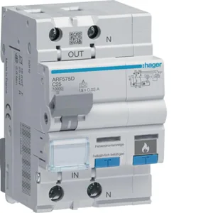 Valokaarivikasuoja Utu - VALOKAARISUOJALAITE HAGER ARF575D 1L+N C-25A/30MA 10KA Q