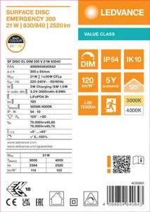 Pinta-asennusvalaisin Ledvance Surface Value - PINTA-ASENNUSVALAISIN LEDVANCE SF DISC 300 21W CCT DIM EL