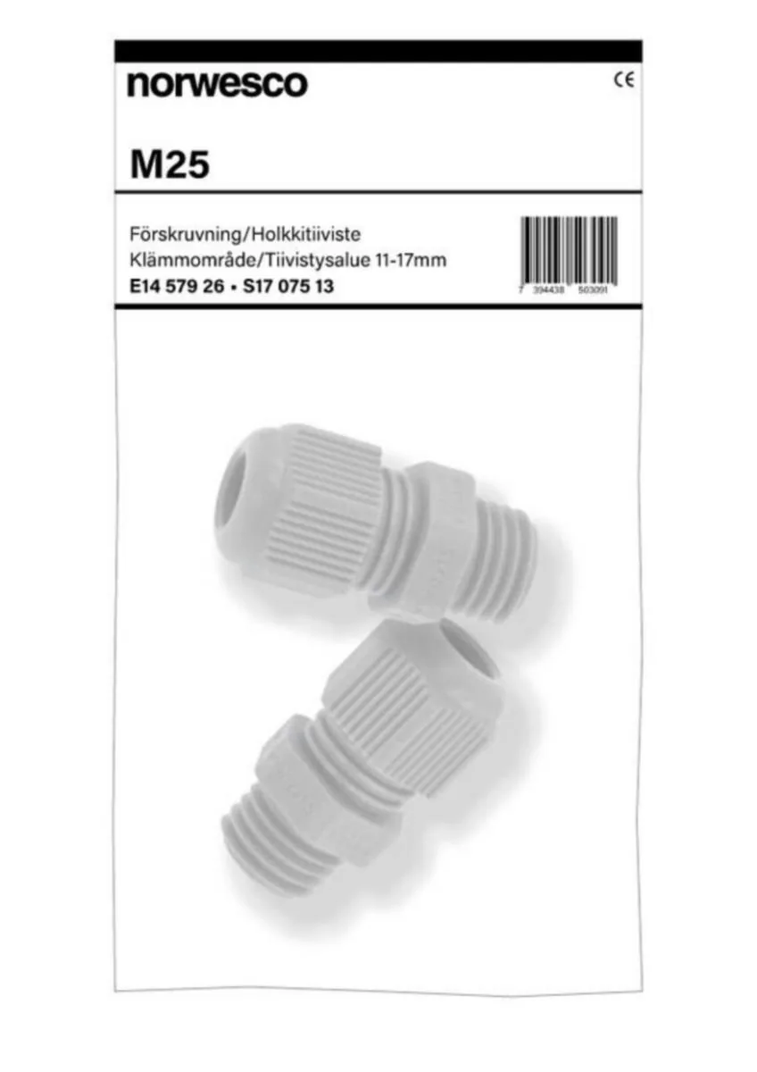 Holkkitiiviste muovi Norwesco M25 / 11-17MM IP68 2-PAKKAUS