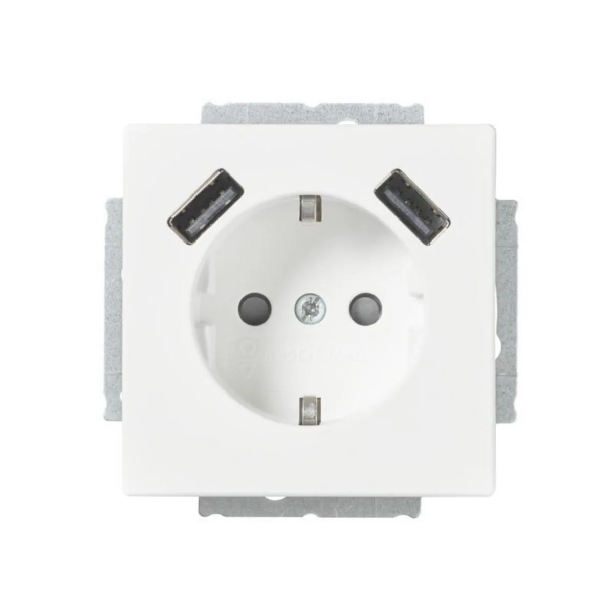 Pistorasia ABB Impressivo maadoitettu 1-osainen USB laturilla - PISTORASIA + USB IMPRESSIVO 1S/16A/IP21 UKJ 0X 2USB MVAL