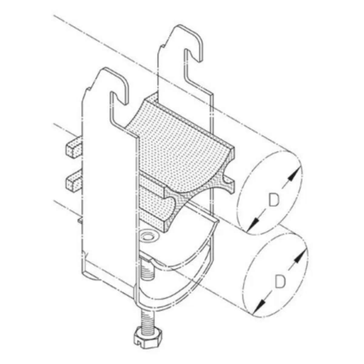 Kiinnitysvanne PUK DW, DW30 Ø23-30/L=40MM PE