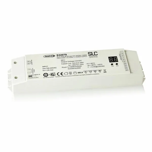 Elektroninen liitäntälaite SLC DALI VIRTALÄHDE 24VDC. 100W D8 RGBW