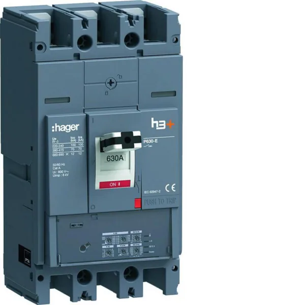 Kompaktikatkaisija Hager h3+ LSI P630 3N 630A 70KA