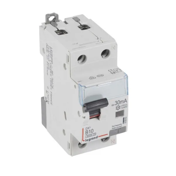 Vikavirtajohdonsuojakatkaisija Legrand 2-nap VVJS, 1L+N, B10, 6KA, 30MA, A