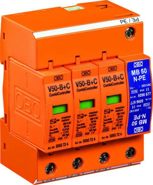 Ylijännitesuoja PJ-verkko OBO TBS V50-B+C 3+NPE, YHDISTELMÄSUOJA