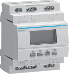 Kellokytkin Hager EGN400 4K/16A monit. BT 4M DIN - KELLOKYTKIN DIGITAALINEN HAGER EGN400 4K/16A MONIT. BT 4M DIN