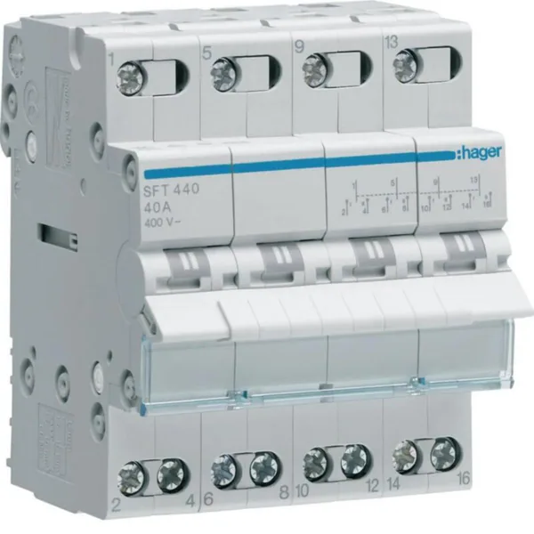Vaihtokytkin Hager 1-0-2 SFT440 4N 40A 400VAC