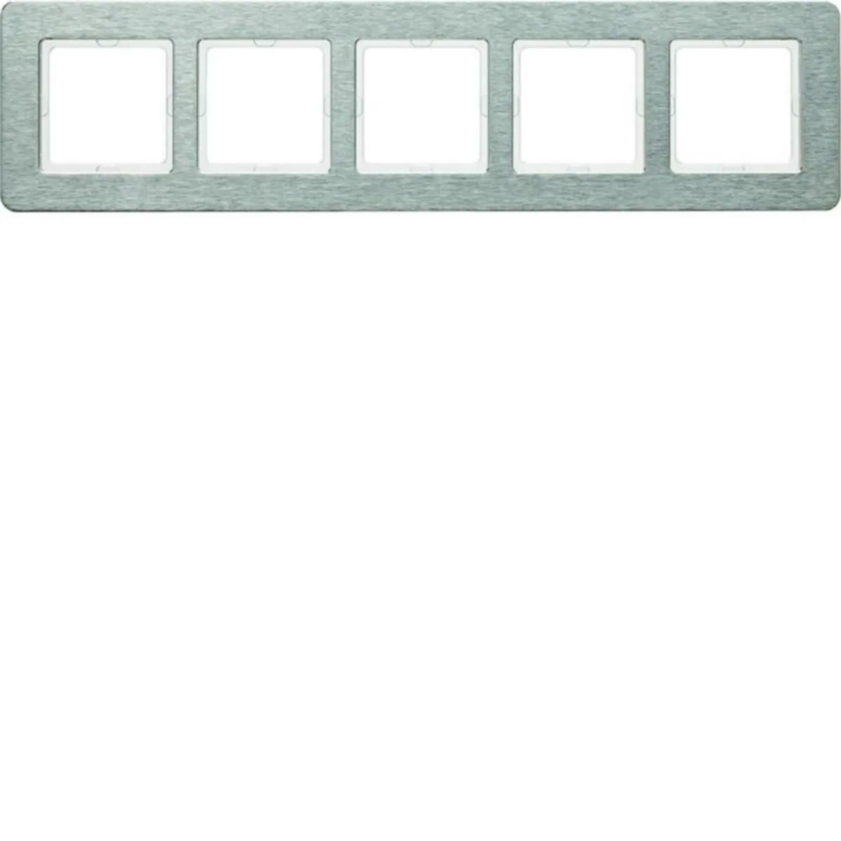 Peitelevy Hager Q.7 5-f. RST brushed horiz – ruostumaton teräs (RST)