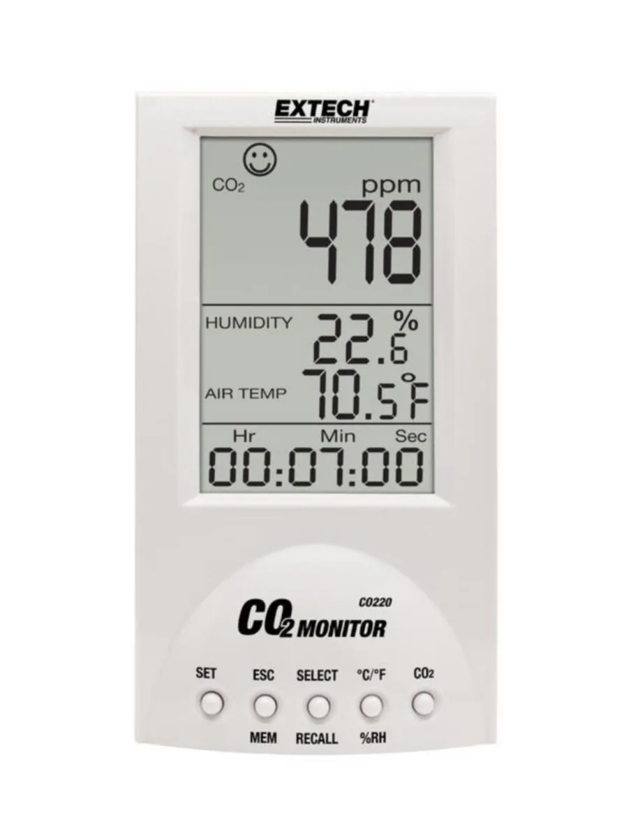 Sisäilmanlaatumittari CO220 Extech - SISÄILMANLAATUMITTARI EXTECH CO2 LÄMPÖTILA ILMANKOSTEUS YM