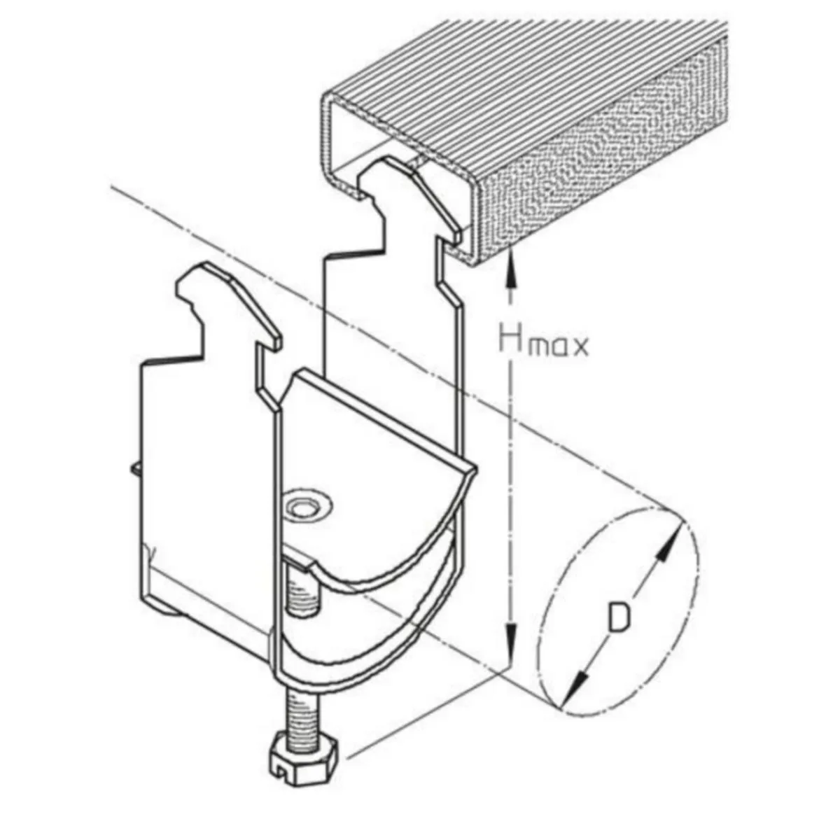 Kaarikiinnike PUK C-profiili K32H Ø28-32/HMAX=63MM FE