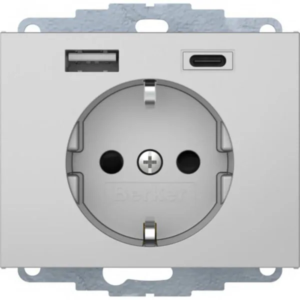 Pistorasia Hager Schuko/USB 1S/16A/IP20 USB A+C UKJ AN-AL