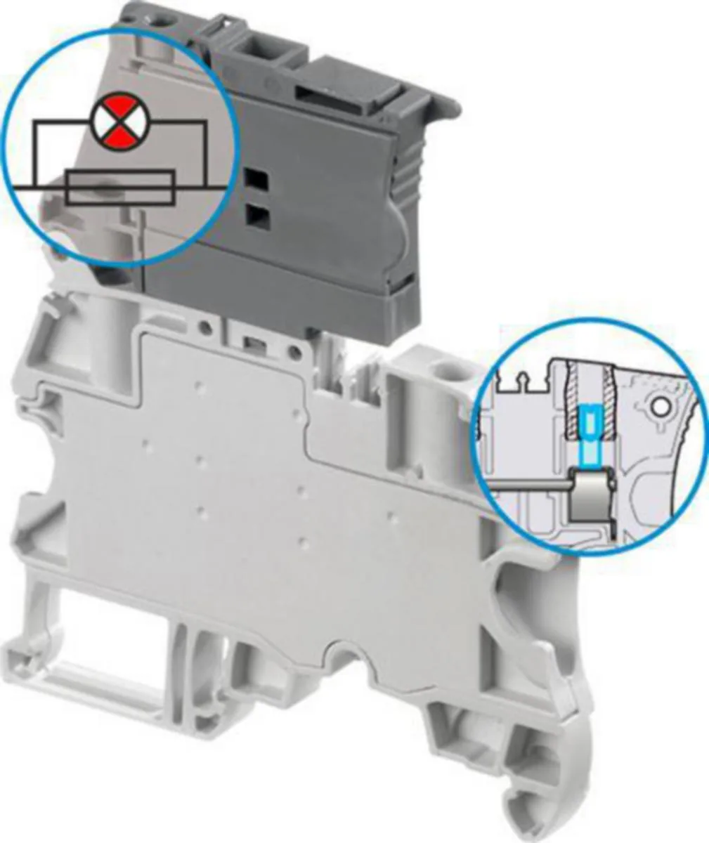 Sulakeliitin TE / ABB Entrelec -liittimet HARMAA, LEV:6MM, JOHTO:4MM2