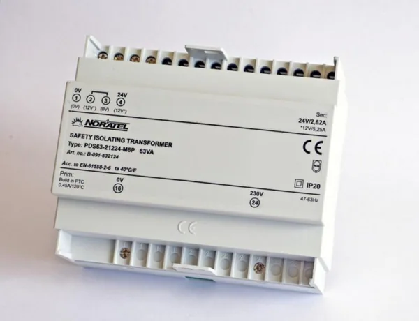 Suojajännitemuuntaja PDS Noratel PDS63-21224-M6P 63VA DIN-KISKO