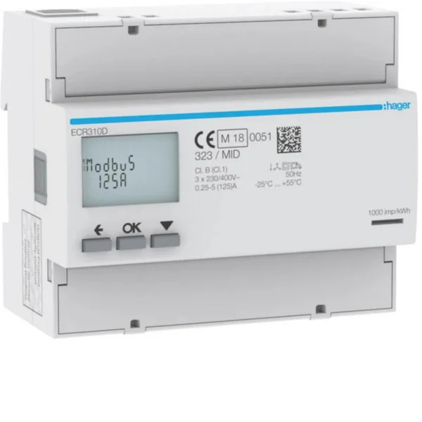 Energiamittari UTU suoramittaus, mid-hyväksytty ECR310D 3V SUORA 125A MODBUS