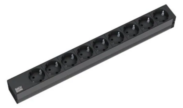 Jatkopistorasia Bachmann 19" PDU 9 X PR MUSTA