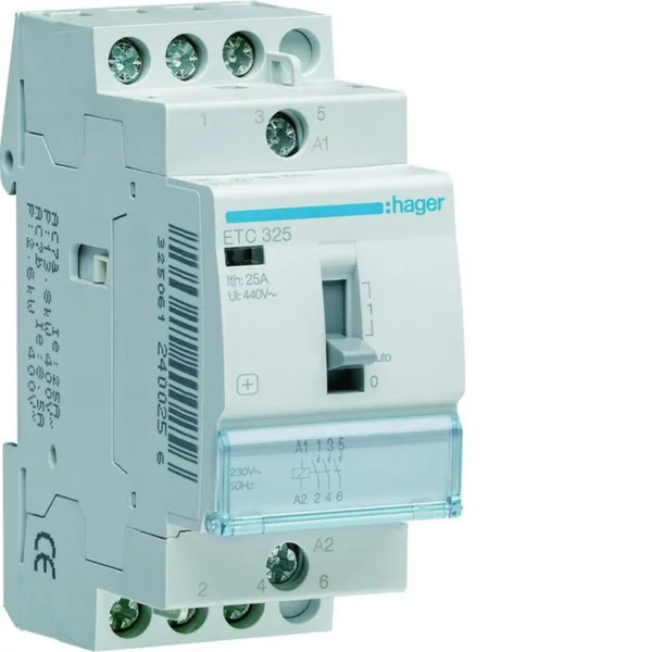 Kontaktori Hager LVV kytkimellä ETC325 3s 25A k.230VAC