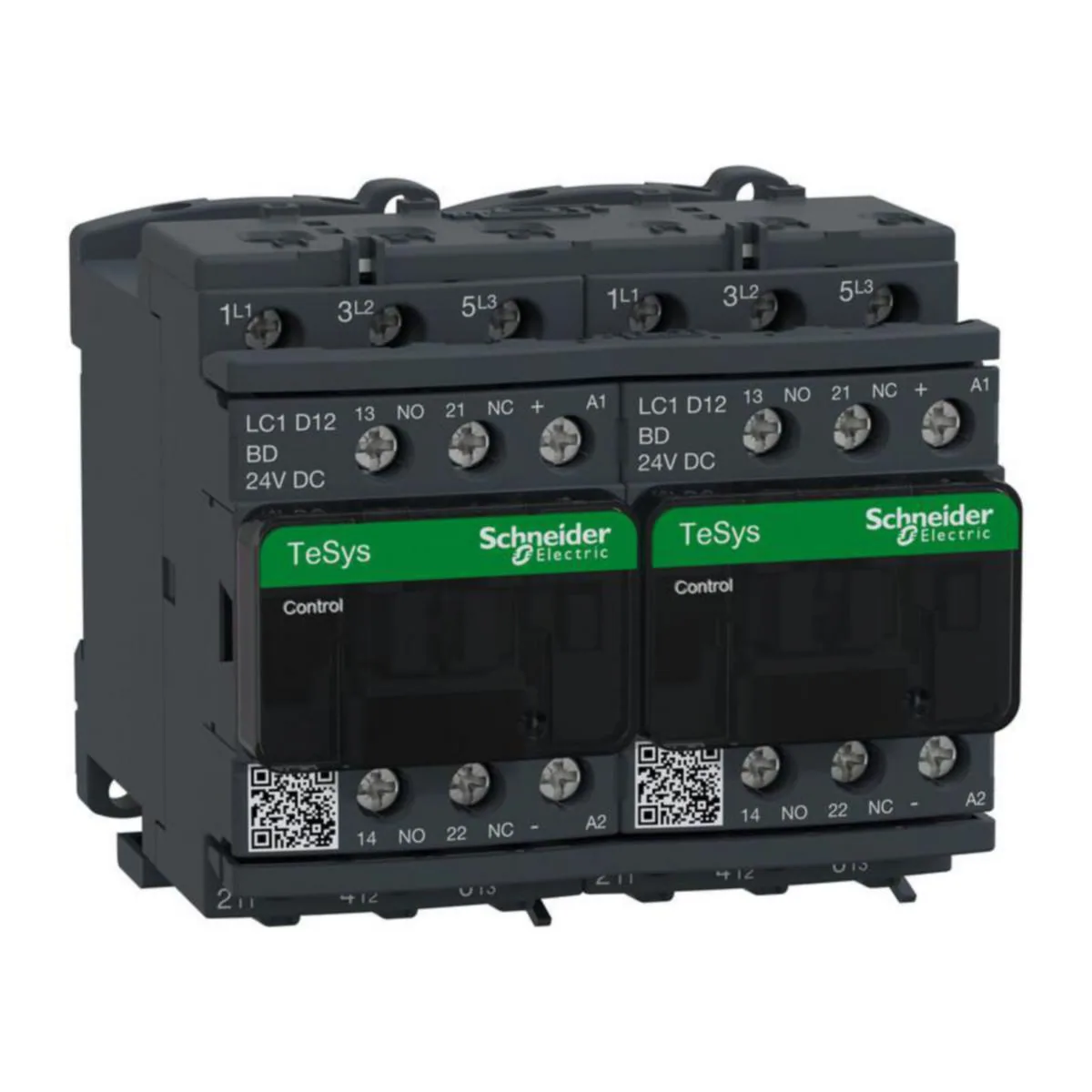 Suunnanvaihtokontaktori Schneider Electric TeSys LC2D12BD 12A 3S 2S+2A 24V DC
