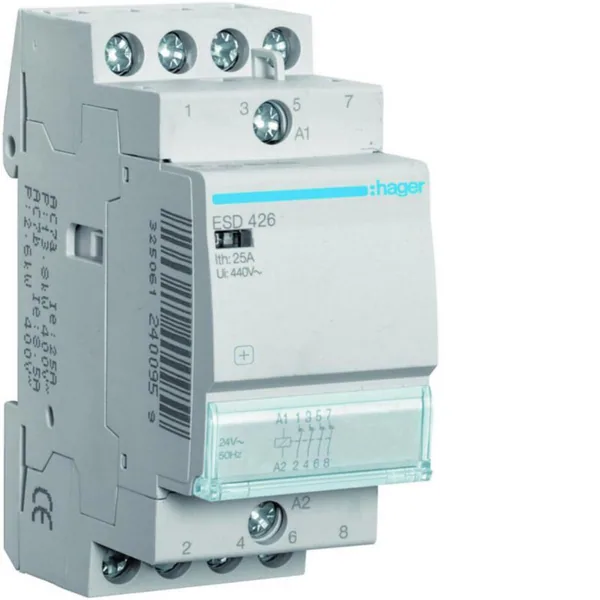 Kontaktori Hager ESD426 4a 25A k.24VAC