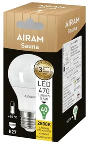LED-lamppu Airam Sauna - LED-LAMPPU AIRAM A61 828 470lm E27 SAUNA OP