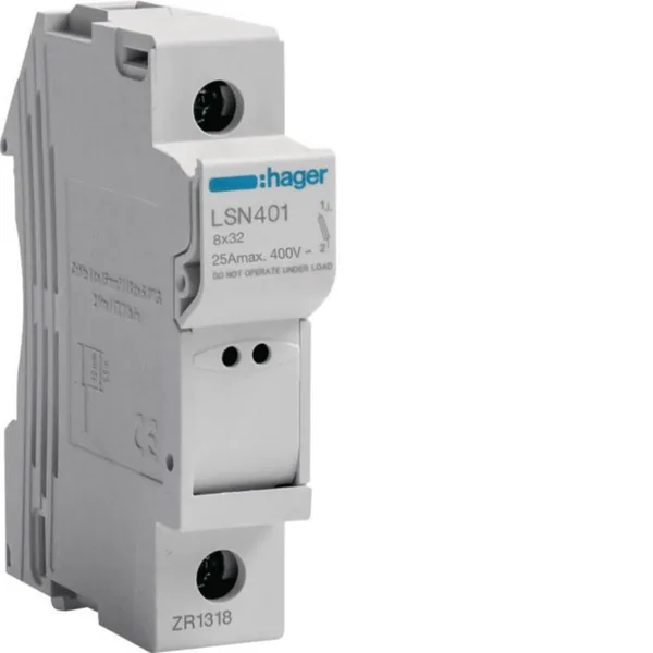 Putkisulakealusta Hager LSN401 1N 25A 8X31 1M