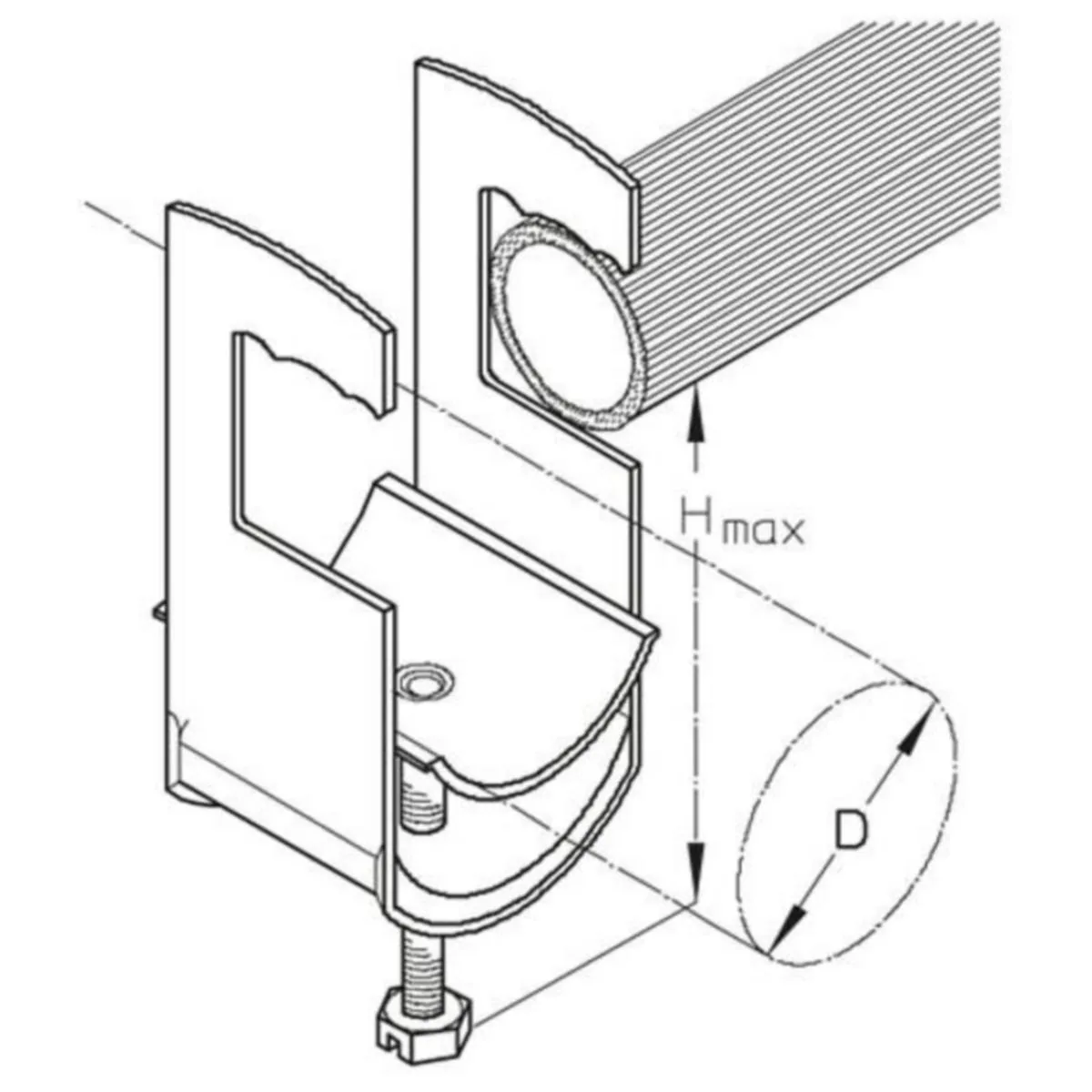 Kaarikiinnike PUK lattakiskolle K14RU Ø8-14/HMAX=44MM FE