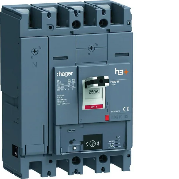 Kompaktikatkaisija Hager h3+ Energy P630 4N 250A 40KA