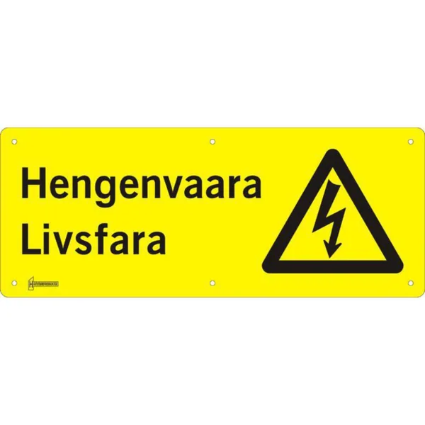 Merkintäkilpi Hammarprodukter HAMMAR HENGENVAAR/LIVSFARA,1,5MM PAKS