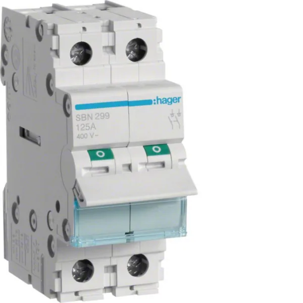 Modulaariset kuormankytkin Hager 2-napainen SBN299 0-1 2N 125A 400VAC DIN