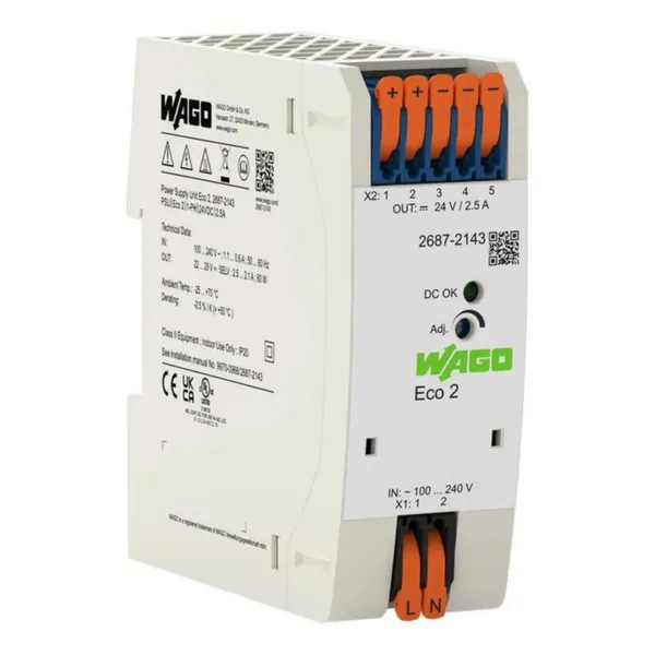 Teholähde Wago 1-vaihe 24 VDC 2.5 A
