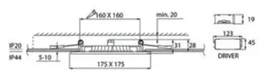 Alasvalo Airam Flat Sq - ALASVALO FLAT SQ 175 IP44 12W/830 DIM PCO WH